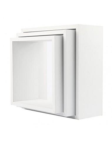 Conjunto 3 Estanterías para Pared Color Blanco Forma Cubo Estantes Pared Decorativo, 30/27/24cm