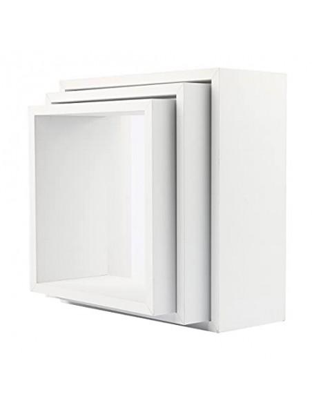 Conjunto 3 Estanterías para Pared Color Blanco Forma Cubo Estantes Pared Decorativo, 30/27/24cm