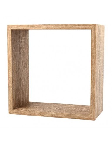 Conjunto 3 Estanterías para Pared Color Roble Blanco Forma Cubo Estantes Pared Decorativo 30/27/24cm