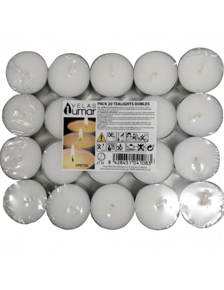 20 Velas de te blancas sin perfume