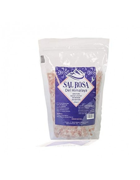 Sal Rosa del Himalaya 100% Natural Sazonar y Cocinar Sin Refinar Sin Aditivos - Sal Rosa del Himalaya Gruesa 1Kg