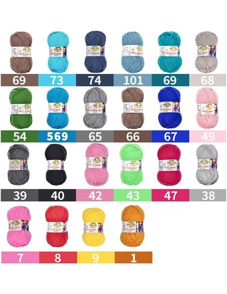 Melissa Hilo 100% Acrilico Ovillo de Lana Gruesa 115m 100g  Para DIY Tejer y Ganchillo, Certificado OEKO-TEX