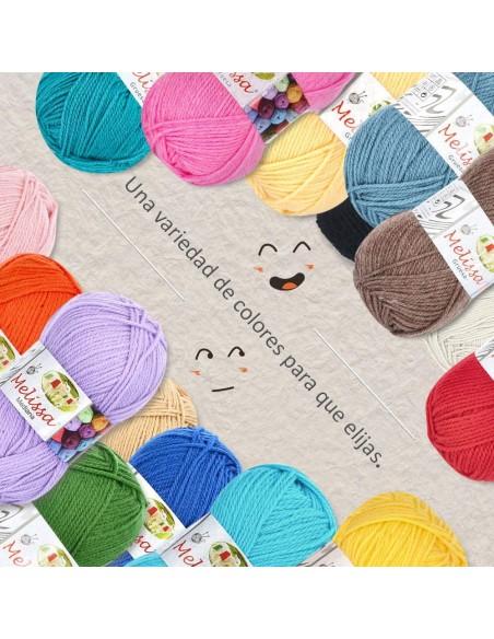 Melissa Hilo 100% Acrilico Ovillo de Lana Mediana 200m 100g para DIY Tejer y Ganchillo, Certificado OEKO-TEX Standard 100