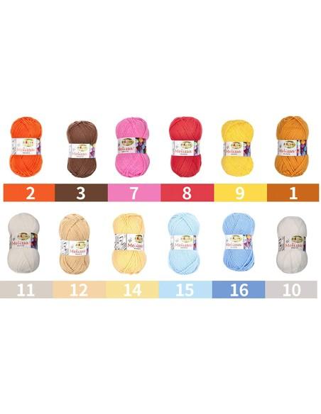 Melissa Hilo 100% Acrilico Ovillo de Lana Mediana 200m 100g para DIY Tejer y Ganchillo, Certificado OEKO-TEX Standard 100