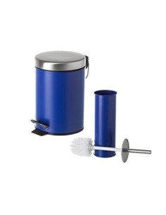 Juego de 2 Accesorios de Baño o Papelera contemporánea 3 litros y escobillero  Azul Oscuro  