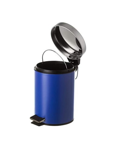 Juego de 2 Accesorios de Baño o Papelera contemporánea 3 litros y escobillero  Azul Oscuro  
