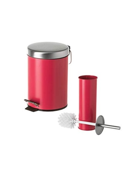 Juego de 2 Accesorios de Baño o Papelera contemporánea 3 litros y escobillero  Coral  