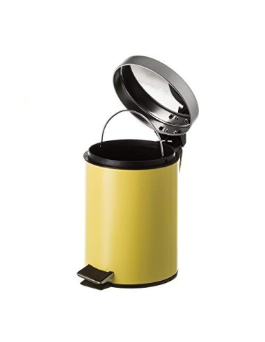 Juego de 2 Accesorios de Baño o Papelera contemporánea 3 litros y escobillero  Mostaza  