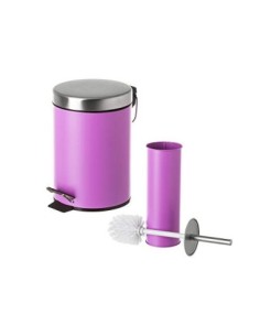 Juego de 2 Accesorios de Baño o Papelera contemporánea 3 litros y escobillero  Lila  