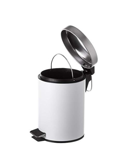 Juego de 2 Accesorios de Baño o Papelera contemporánea 3 litros y escobillero  Blanca  