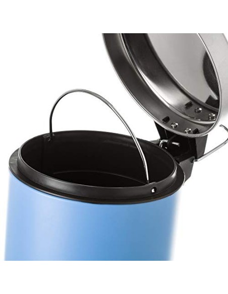 Juego de 2 Accesorios de Baño o Papelera contemporánea 3 litros y escobillero  Azul  