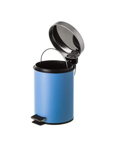 Juego de 2 Accesorios de Baño o Papelera contemporánea 3 litros y escobillero  Azul  