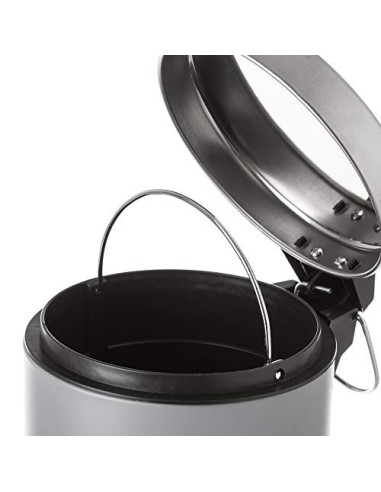 Juego de 2 Accesorios de Baño o Papelera contemporánea 3 litros y escobillero  Gris  