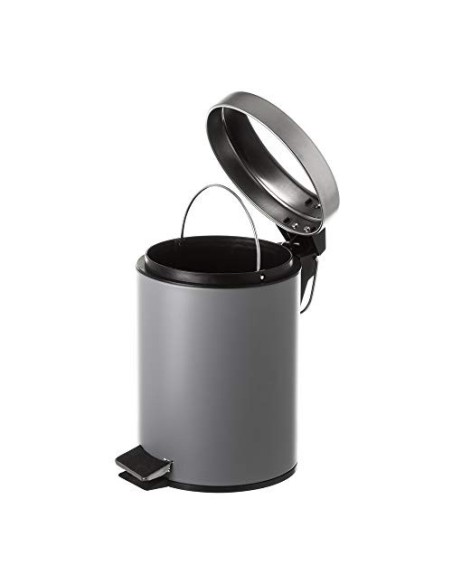 Juego de 2 Accesorios de Baño o Papelera contemporánea 3 litros y escobillero  Gris  