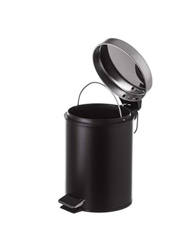 Juego de 2 Accesorios de Baño o Papelera contemporánea 3 litros y escobillero  Negro 