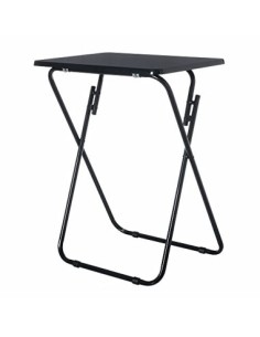 Mesita Plegable de Metal y Madera Negra 48x38x66cm