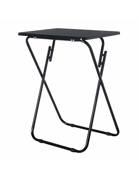 Mesita Plegable de Metal y Madera Negra 48x38x66cm