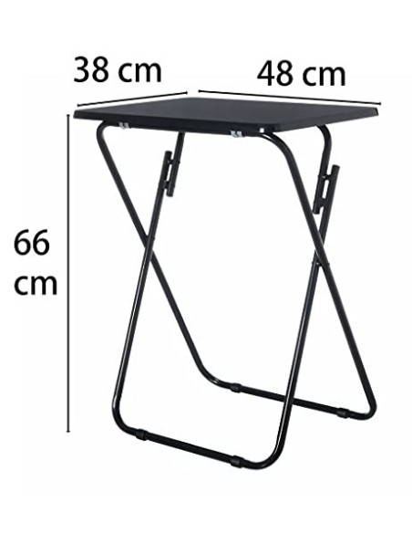 Mesita Plegable de Metal y Madera Negra 48x38x66cm