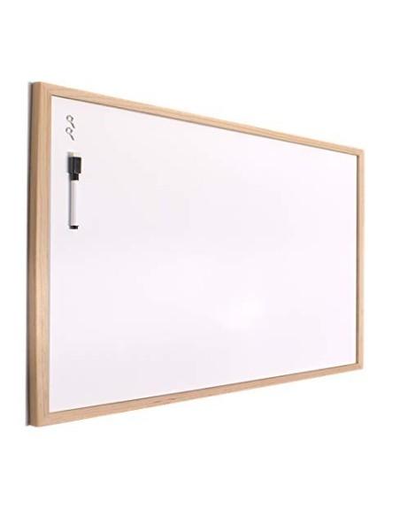 H HANSEL HOME - Pizarra Blanca con Marco de Madera Natural - 40X60 cm