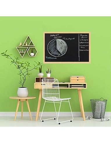 H HANSEL HOME - Pizarra Negra con Marco de Madera Natural - 60X90 cm