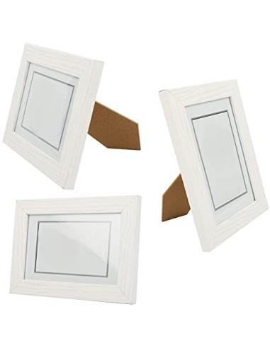 Marco de Fotos 10 x 15 cm Blanco Hecho de Madera Panel de Cristal Marco de Fotos para Decoracion
