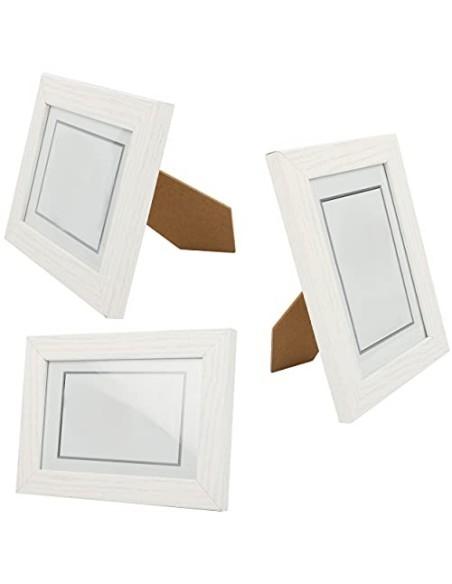 Marco de Fotos 10 x 15 cm Blanco Hecho de Madera Panel de Cristal Marco de Fotos para Decoracion