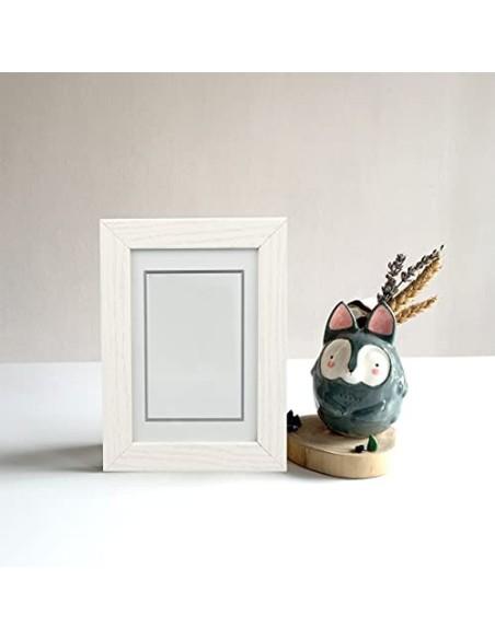 Marco de Fotos 10 x 15 cm Blanco Hecho de Madera Panel de Cristal Marco de Fotos para Decoracion