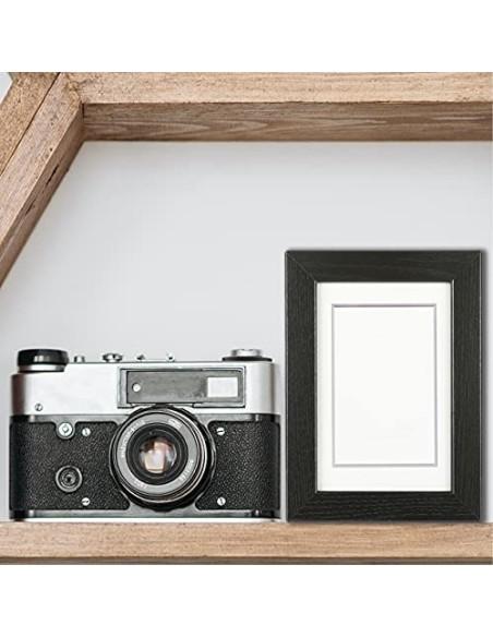 Marco de Fotos 10 x 15 cm Negro Hecho de Madera Panel de Cristal Marco de Fotos para Decoracion