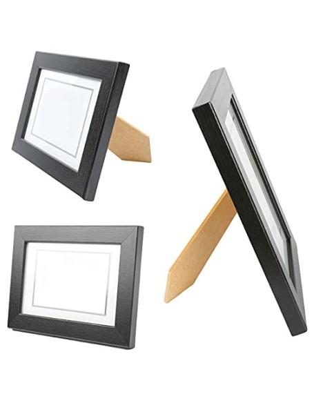 Marco de Fotos 10 x 15 cm Negro Hecho de Madera Panel de Cristal Marco de Fotos para Decoracion