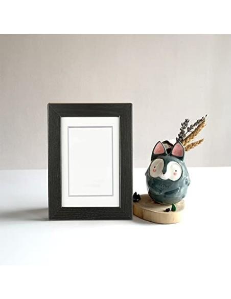 Marco de Fotos 10 x 15 cm Negro Hecho de Madera Panel de Cristal Marco de Fotos para Decoracion