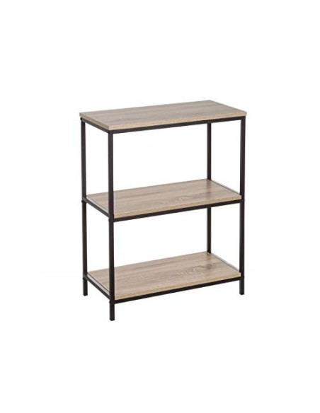 Estantería con 3 baldas de Metal Negra Moderna de 76x60x30 cm - LOLAhome