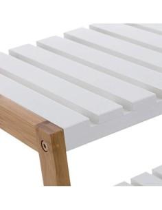 Multiuso Zapatero 3 Baldas de Bambú Estantería Organizador para Entrada Pasillo Nórdica Blanca de 70x26x58 cm 2