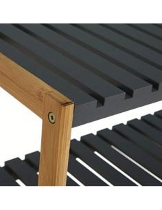 Multiuso Zapatero 2 Baldas de Bambú Natural Estantería Organizador para Entrada Pasillo Nórdico Negro de 70x26x36 cm 2