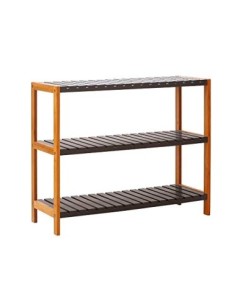 Multiuso Zapatero 3 Baldas de Bambú Natural Estantería Organizador para Entrada Pasillo Nórdico Negro de 70x26x58 cm