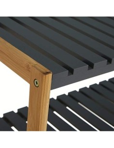 Multiuso Zapatero 3 Baldas de Bambú Natural Estantería Organizador para Entrada Pasillo Nórdico Negro de 70x26x58 cm 2