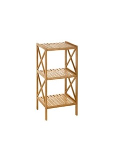 Estantería Bambú Estantería Baño de 3 Baldas Nórdica Marrón Estante de Pie Decorativo 33x36x85cm