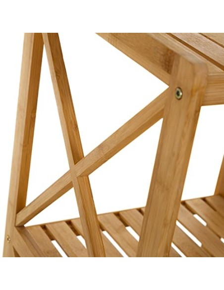 Estantería Bambú Estantería Baño de 3 Baldas Nórdica Marrón Estante de Pie Decorativo 33x36x85cm