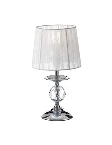 Lámpara de mesita de noche luxury de metal y cristal blanca, de ø 17x31 cm