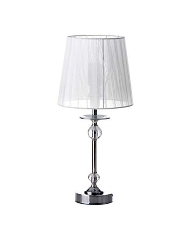 Lámpara de mesa de metal plateada de 20x42 cm.