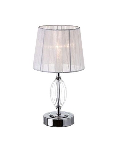 Lámpara de mesa metal-cristal blanco 17,50 x 17,50 x 33 cm