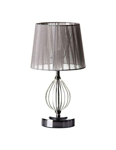 Lámpara de mesa metal-cristal plata 17,50 x 17,50 x 32 cm