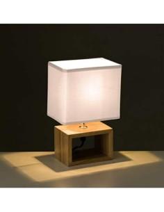 Lámpara de mesita de noche nórdica de madera marrón de 24x10x15 cm. 2