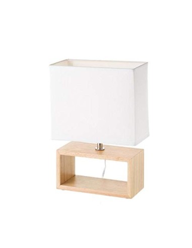 Lámpara de mesa nórdica de madera blanca de 31x21x11 cm.