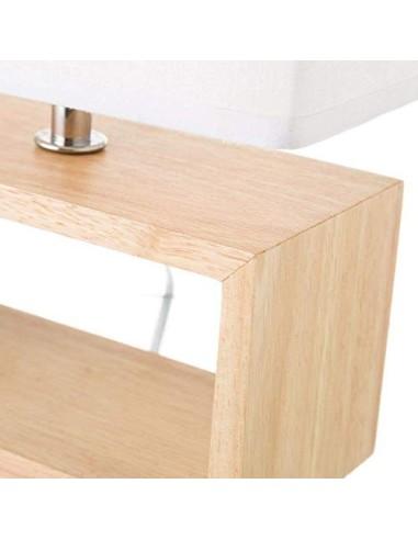 Lámpara de mesa nórdica de madera blanca de 31x21x11 cm.