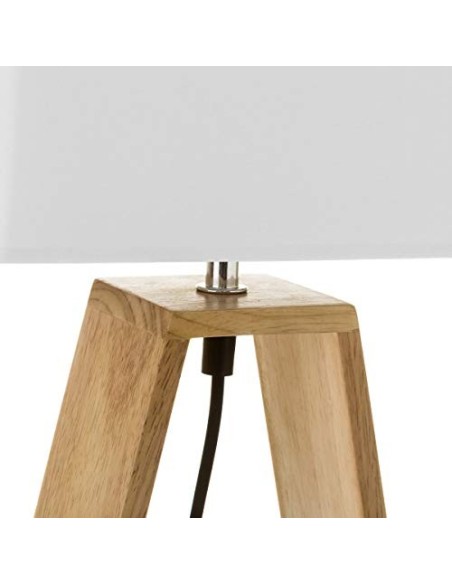 Lámpara de mesita de noche nórdica de madera marrón de 41x12x26 cm