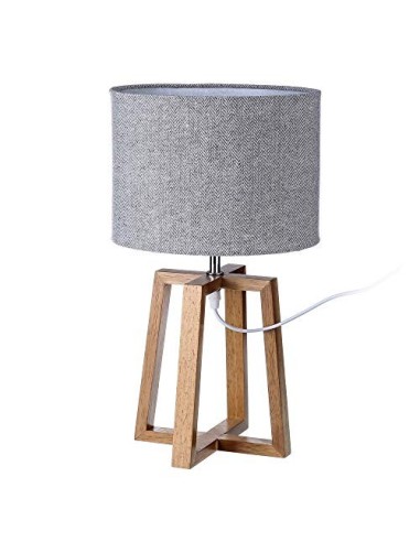 Lámpara de mesa nórdica de madera marrón de 25x44 cm.