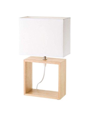 Lámpara de mesa nórdica de madera blanca de 41x24x12 cm.