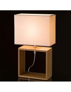 Lámpara de mesa nórdica de madera blanca de 41x24x12 cm. 2