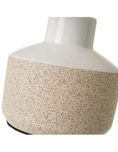 Lámpara de mesa jaspeada grande moderna de cerámica blanca y beige de 16x16x26 cm 2