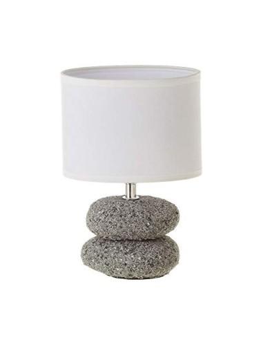 Lámpara de mesita de noche de piedras exótica de cerámica gris de 24x16x16 cm
